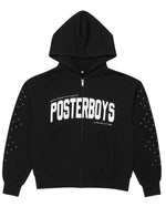 Black hoodie with 'POSTERBOYS' text on a white background